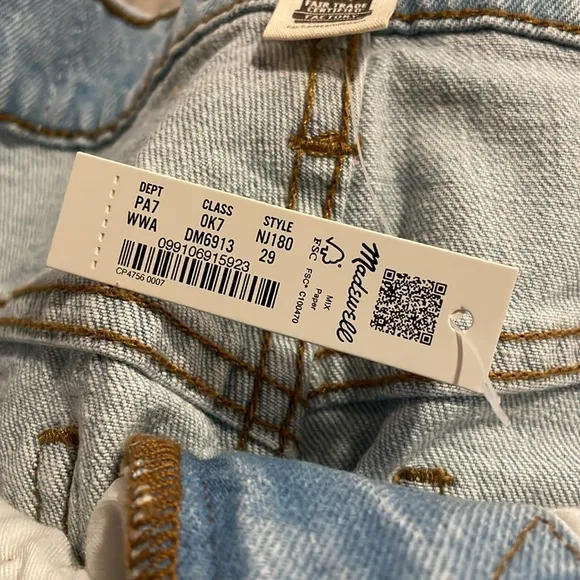 NWT | Madewell The Perfect Vintage Straight Distressed Denim Westanna Wash Sz 29