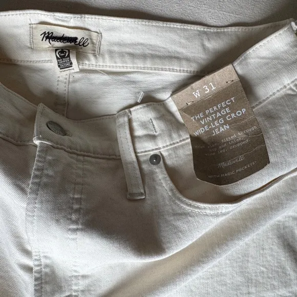 NWT Madewell The Perfect Vintage Wide-Leg Crop Jean Natural Canvas SZ 31
