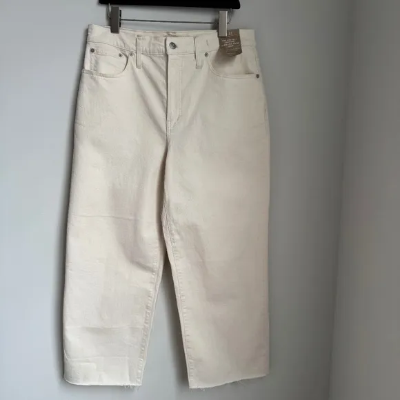 NWT Madewell The Perfect Vintage Wide-Leg Crop Jean Natural Canvas SZ 31