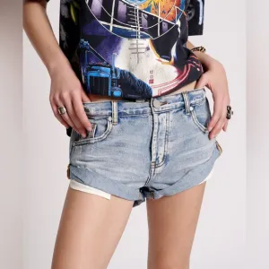 NWT One Teaspoon Bandits Low Waist Denim Shorts - Hendrixe Blue size 32