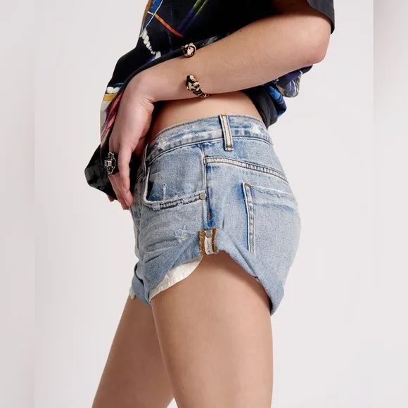 NWT One Teaspoon Bandits Low Waist Denim Shorts - Hendrixe Blue size 32