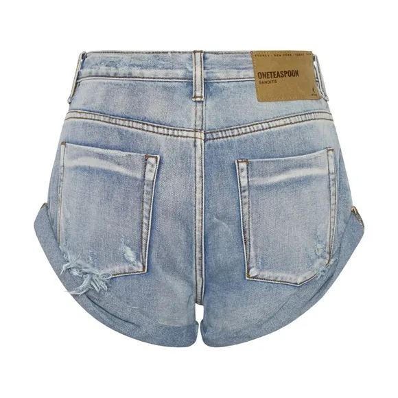NWT One Teaspoon Bandits Low Waist Denim Shorts - Hendrixe Blue size 32