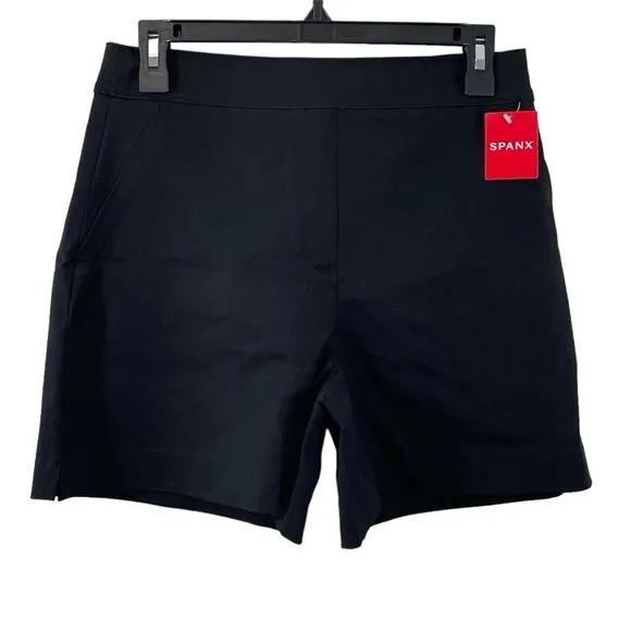 NWT Spanx On-the-Go Shorts Polished Pull On Stretch 6&quot; in Classic Black Size S