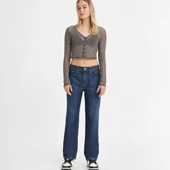 NWT Womens Levi's Low Pro Straight 32 Dark Wash Size 14 90's Style Straight Leg