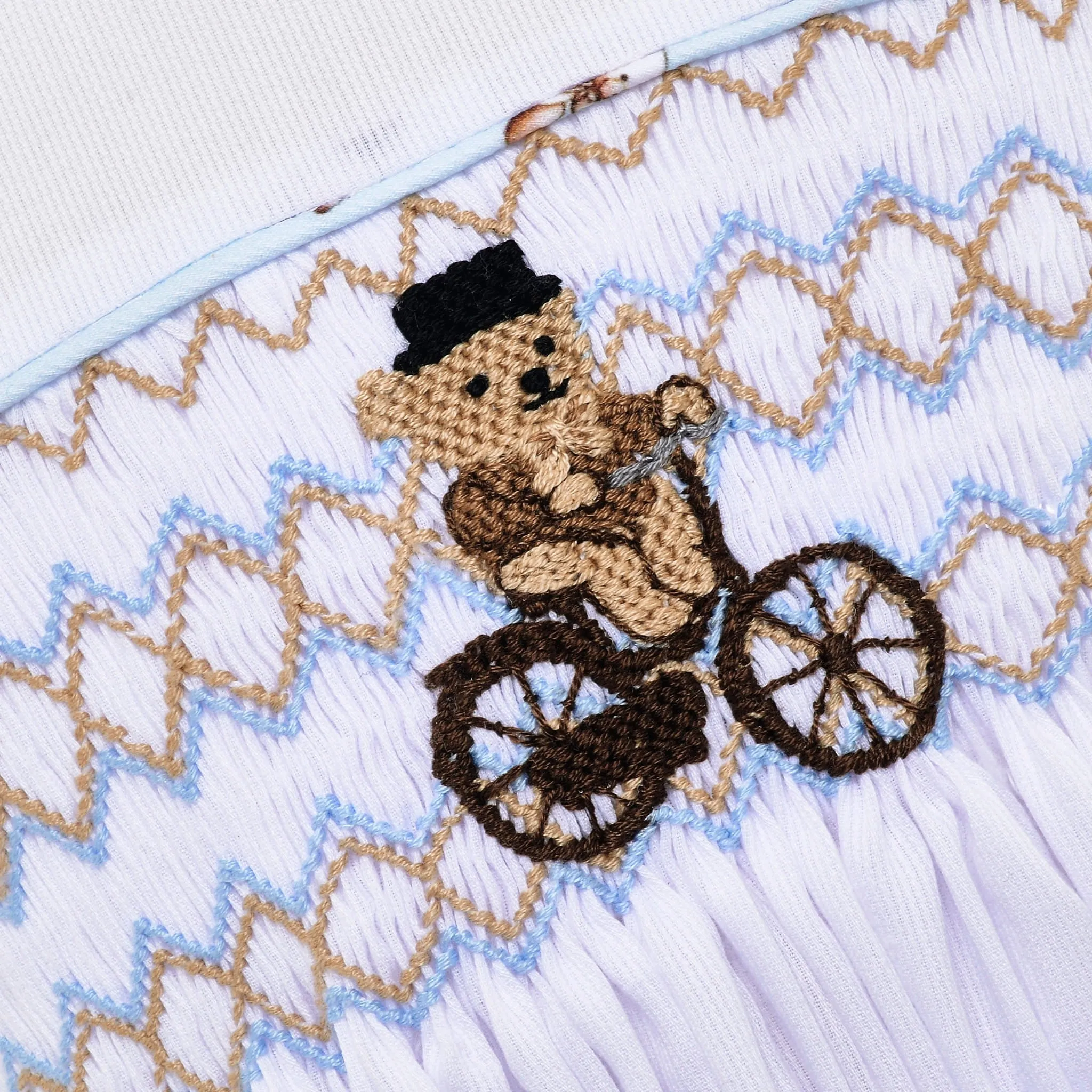 Ocean Baby Boys Smocked Cycling Vintage Teddy Bear Buster Suit Set (NB-2Yrs)