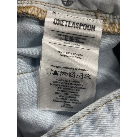 One Teaspoon NWT Bandits Low Waist Denim Shorts Casanova Blue Size 32 MSRP $110