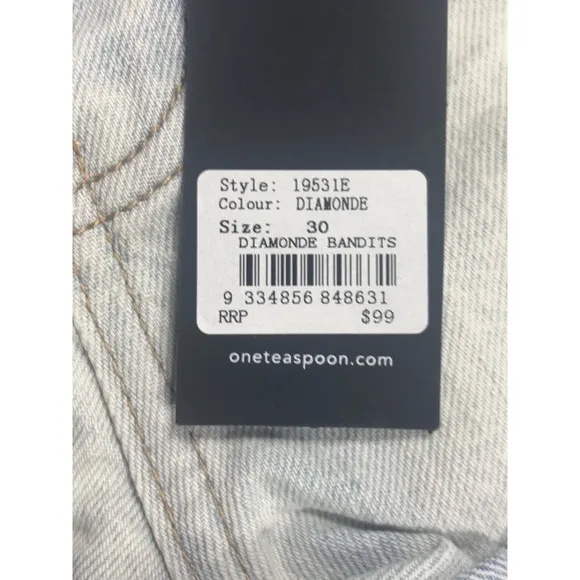 One Teaspoon NWT Bandits Low Waist Denim Shorts Diamonde Blue Size 30 MSRP $99