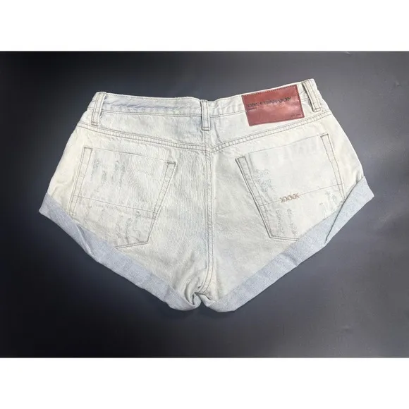 One Teaspoon NWT Bandits Low Waist Denim Shorts Diamonde Blue Size 30 MSRP $99