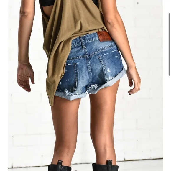 One X Teaspoon Bandits Shorts In Blue Cult SZ 30