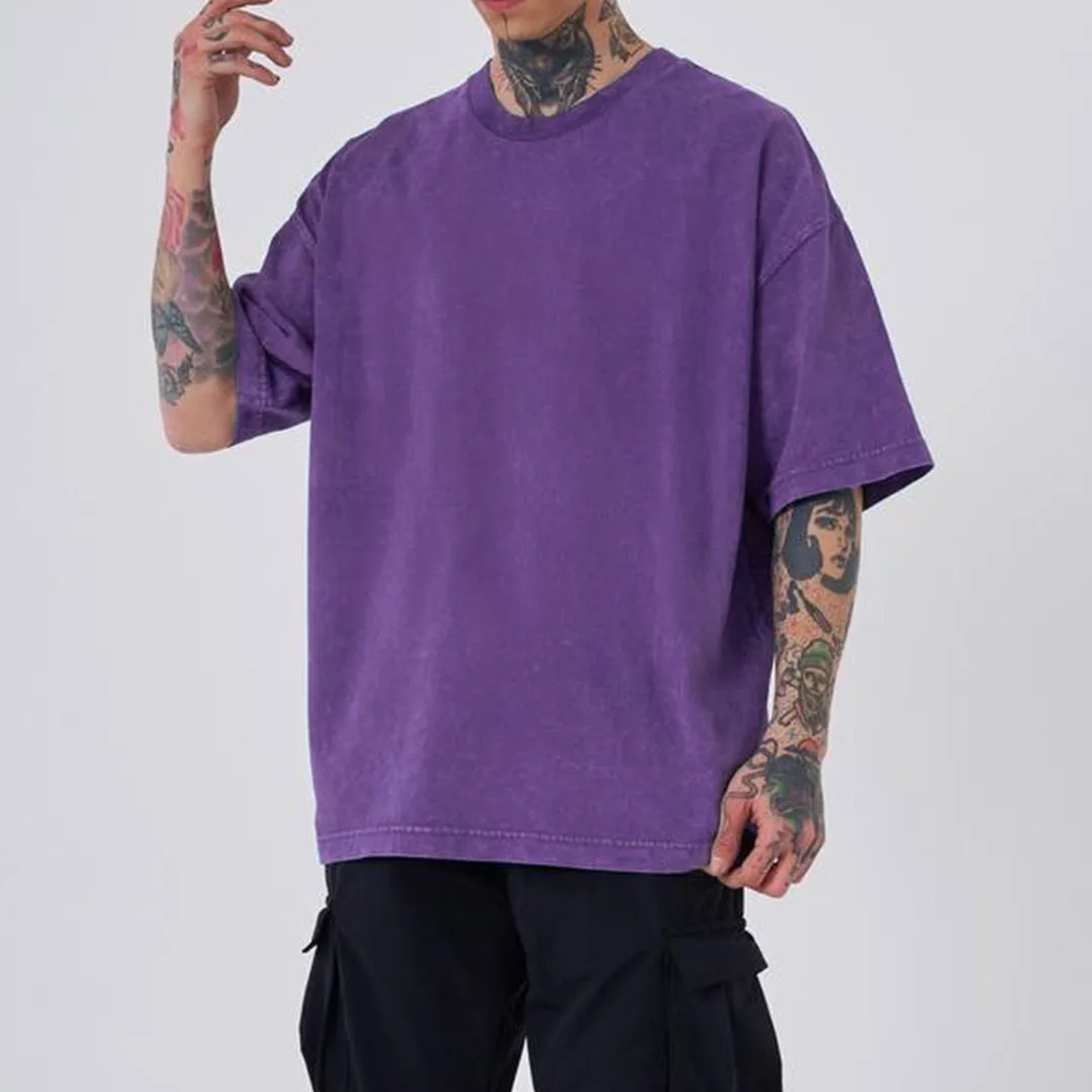 OVERSIZE ACID WASH T-SHIRT - PURPLE