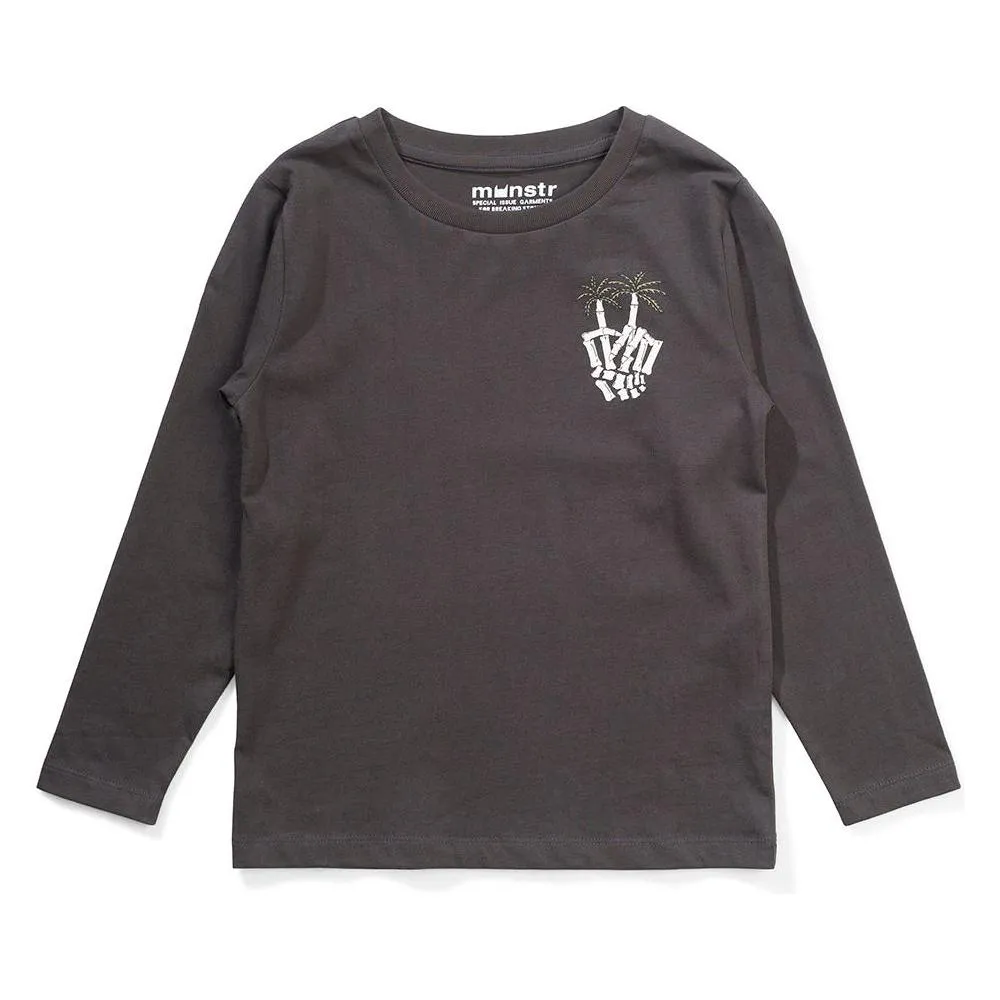 Palmbones Ls Tee - Soft Black