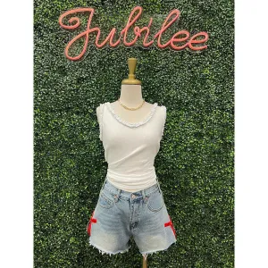 Pantheress Red Ribbon Shorts