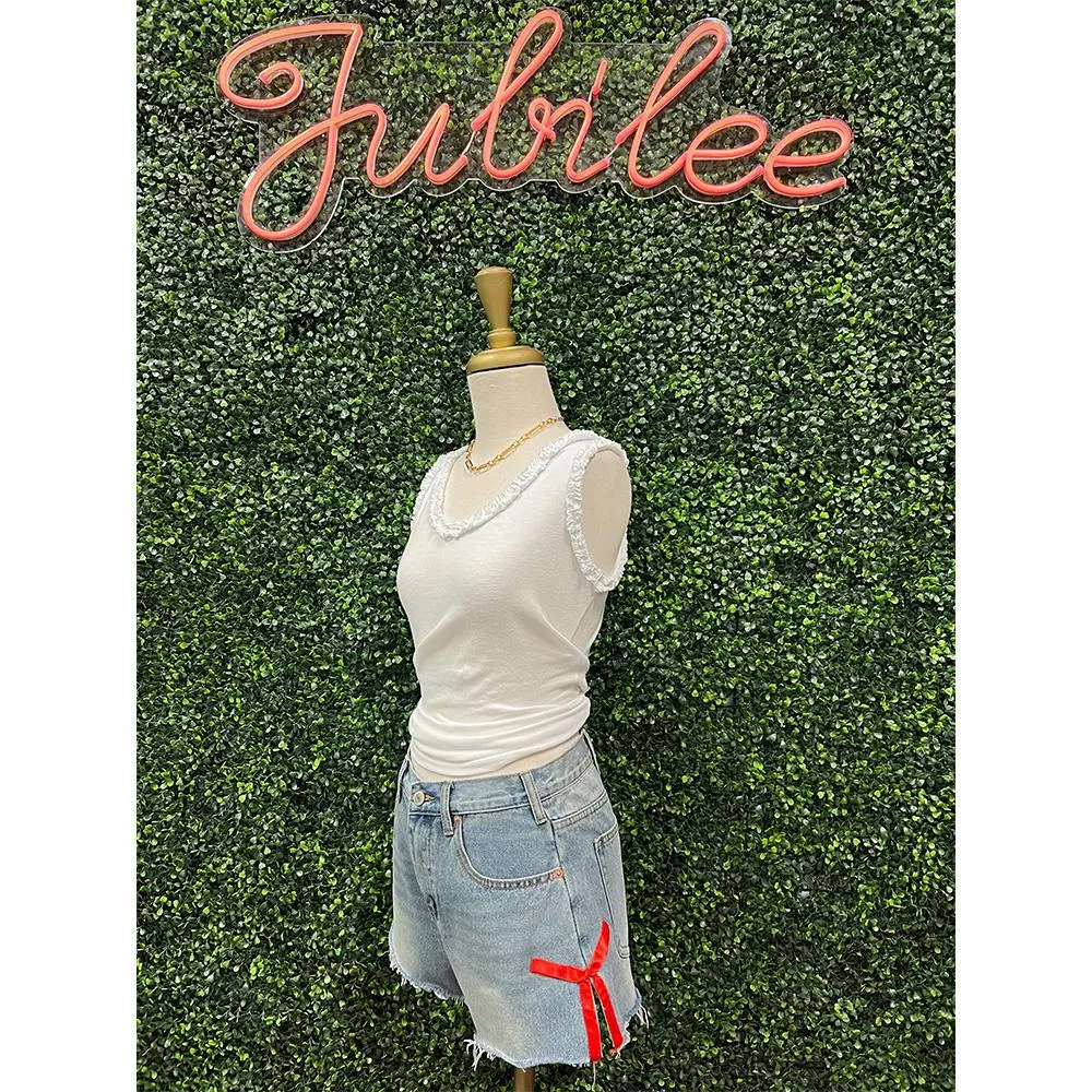 Pantheress Red Ribbon Shorts