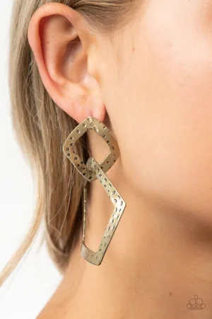 Paparazzi Scrap Yard - Brass Post Earrings