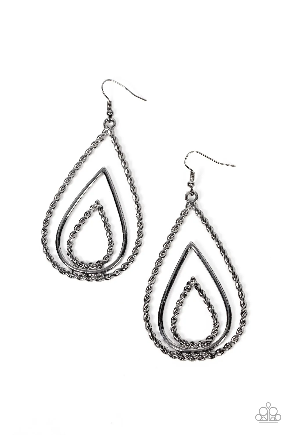 Paparazzi Tastefully Twisty - Black Earrings