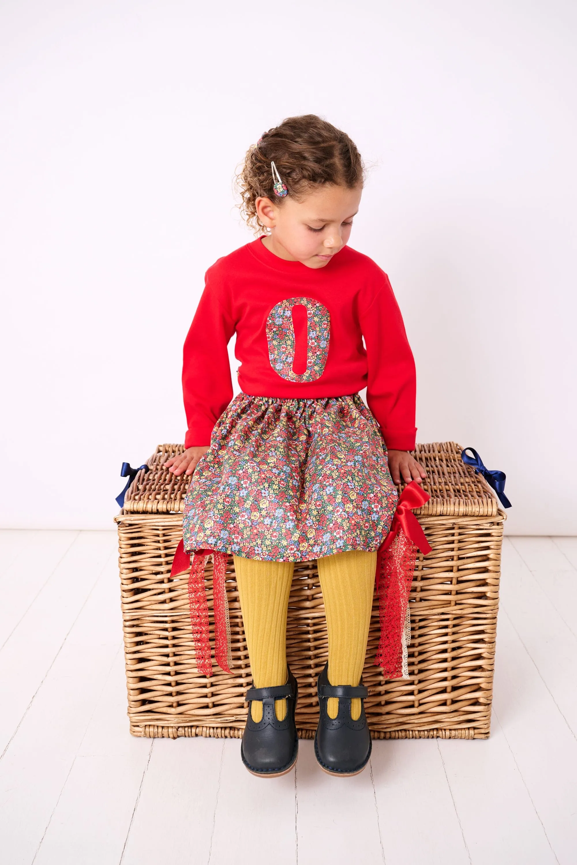 Personalised Red T-Shirt in Emma Louise Liberty Print
