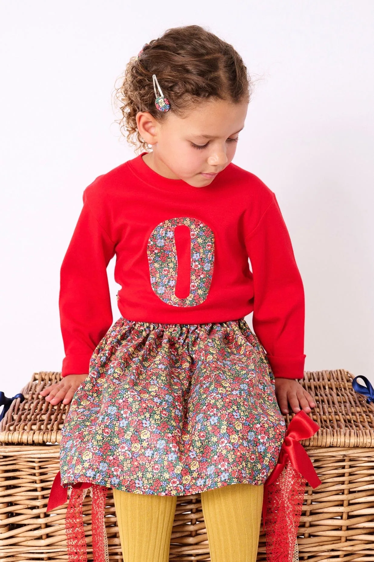 Personalised Red T-Shirt in Emma Louise Liberty Print