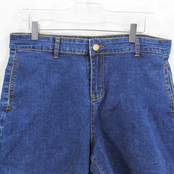 PHOENISING Blue High Rise Raw Hem Denim Shorts