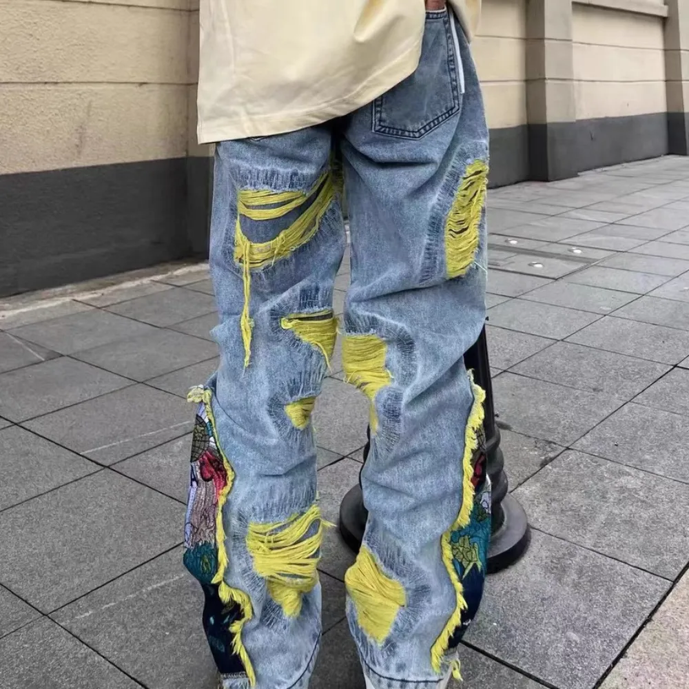 Plum Embroidery Jeans