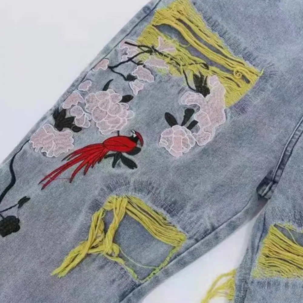 Plum Embroidery Jeans