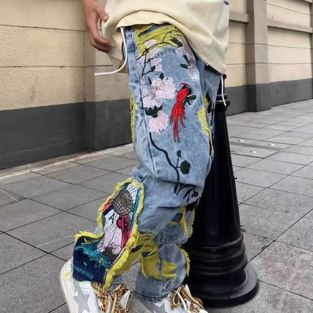 Plum Embroidery Jeans