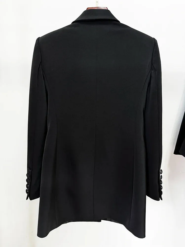 Premium Women Fashion Jacket Slim Fitting Luxury Rhinestone Diamonds Beaded Long Blazer