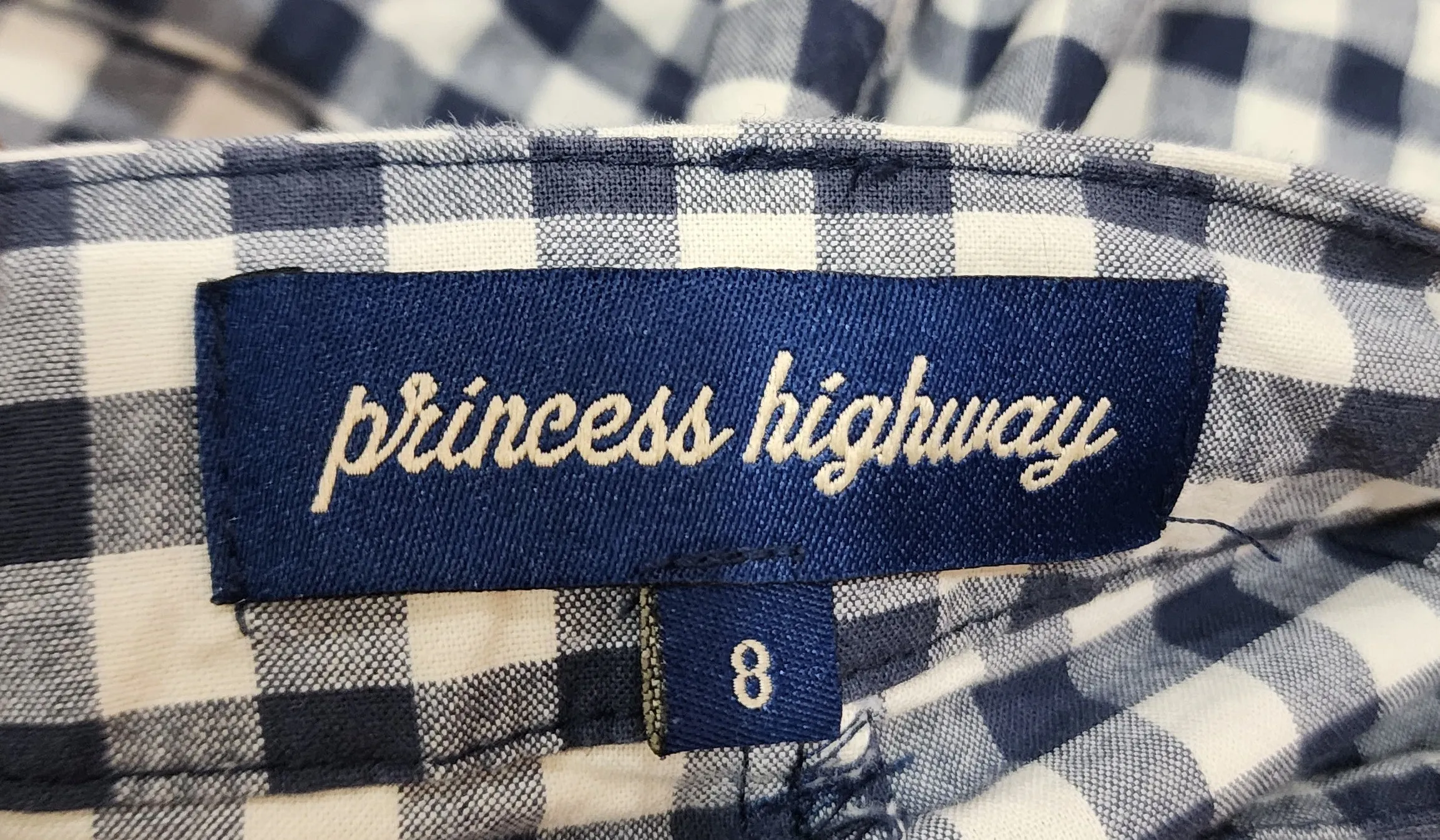 Princess Highway blue gingham shorts size 8
