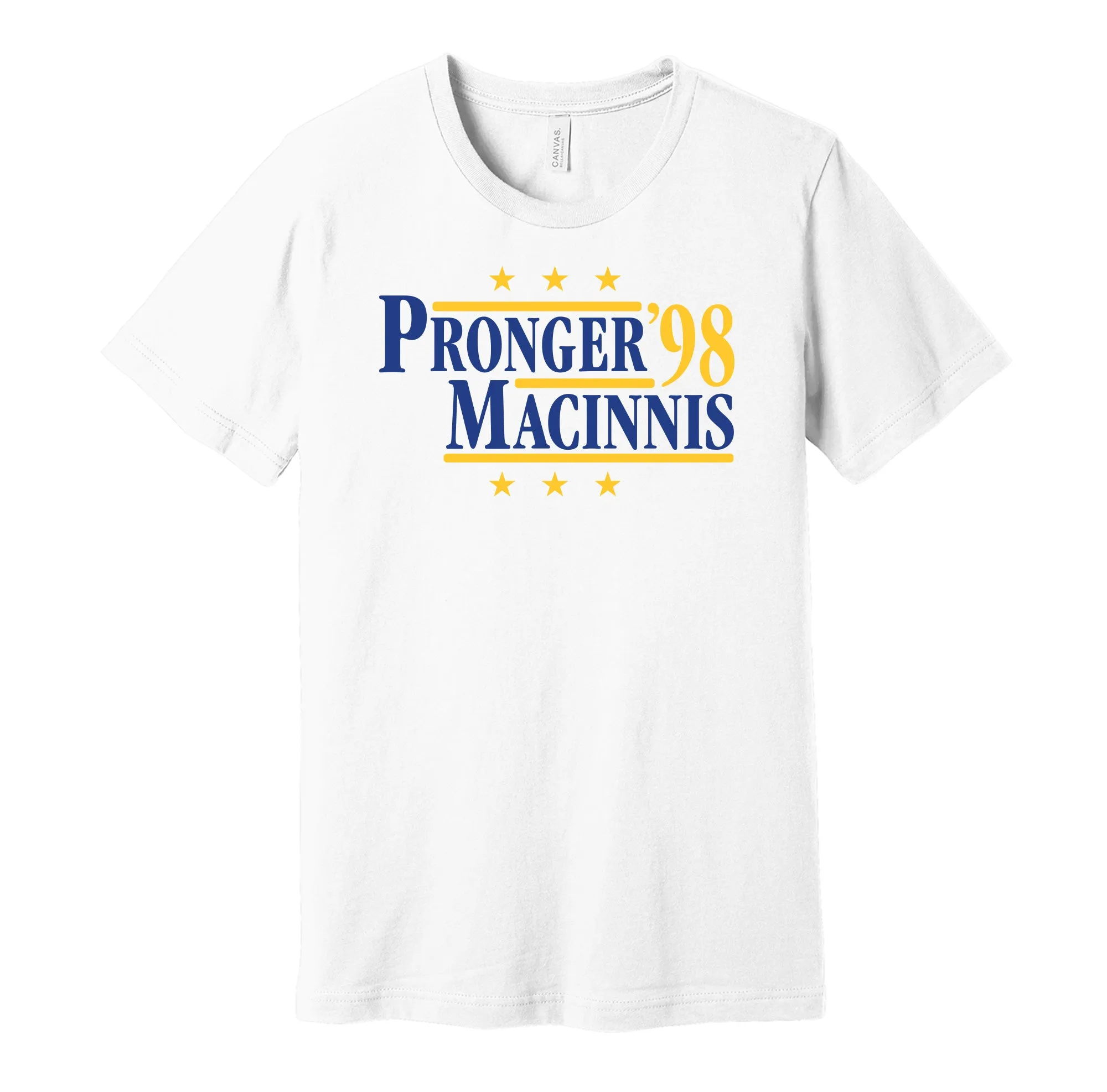 Pronger & MacInnis '98 - St Louis Hockey Legends Political Campaign Parody T-Shirt - Hyper Than Hype Shirts