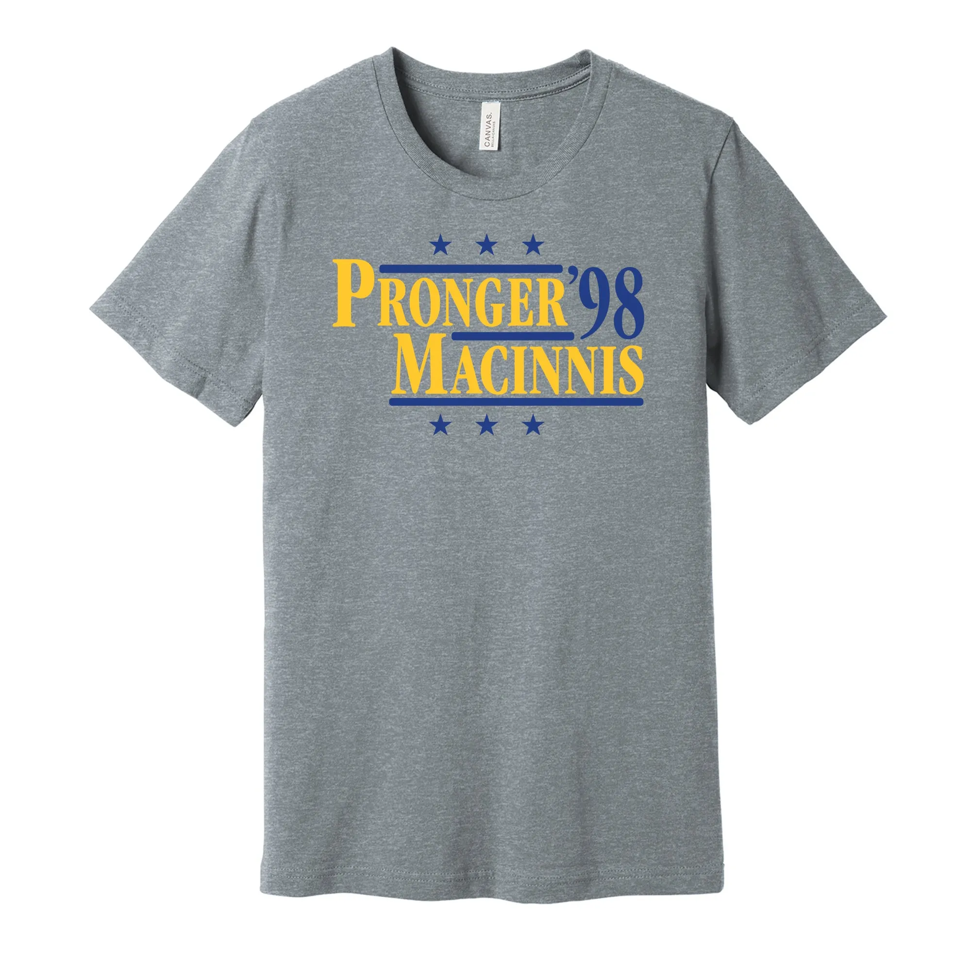 Pronger & MacInnis '98 - St Louis Hockey Legends Political Campaign Parody T-Shirt - Hyper Than Hype Shirts