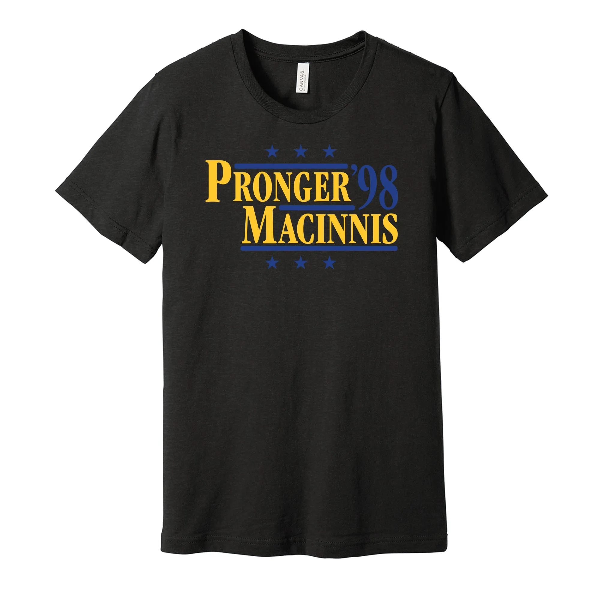 Pronger & MacInnis '98 - St Louis Hockey Legends Political Campaign Parody T-Shirt - Hyper Than Hype Shirts