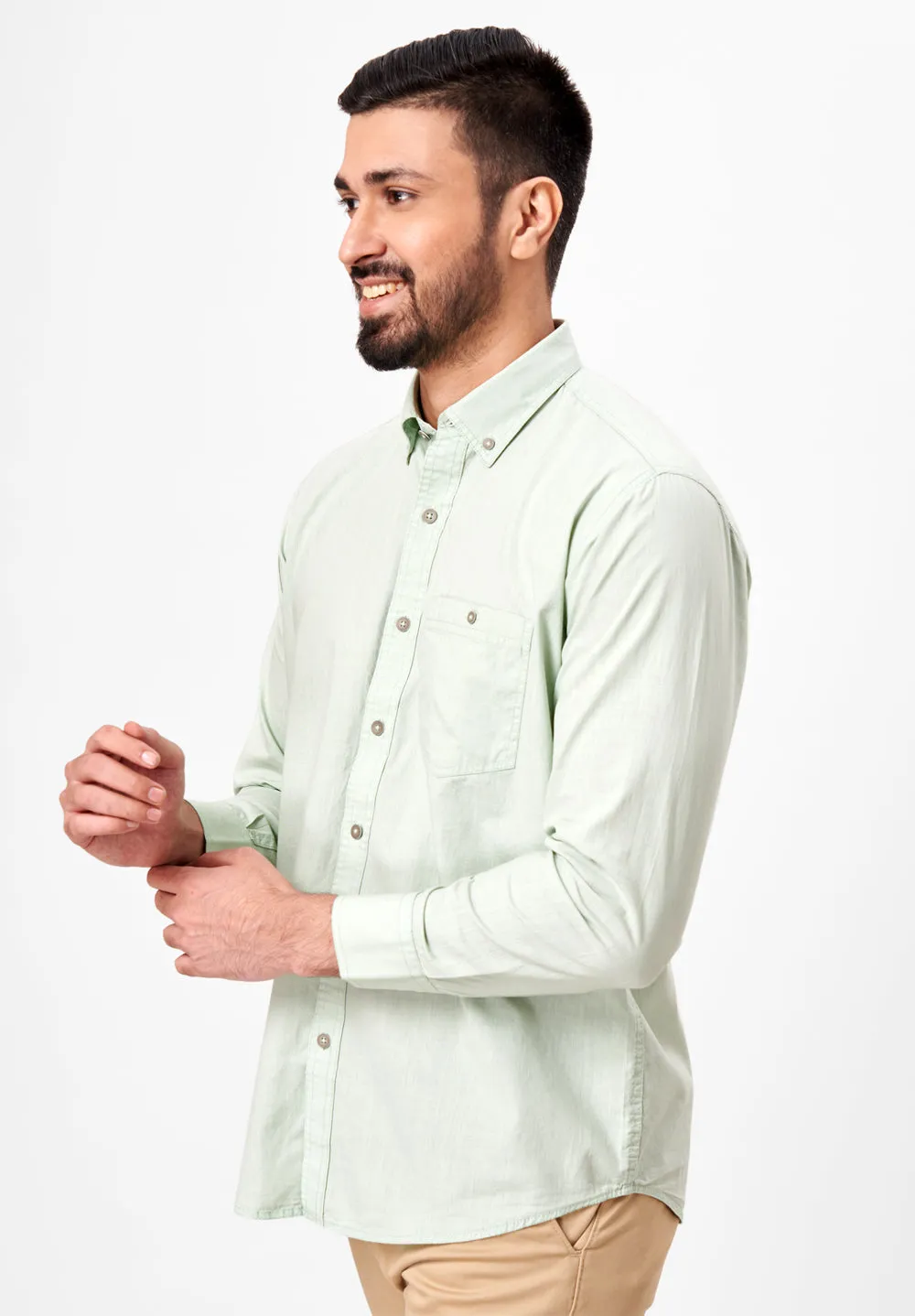 Pure Cotton Semi Formal-Smart Fit Shirt - 42424
