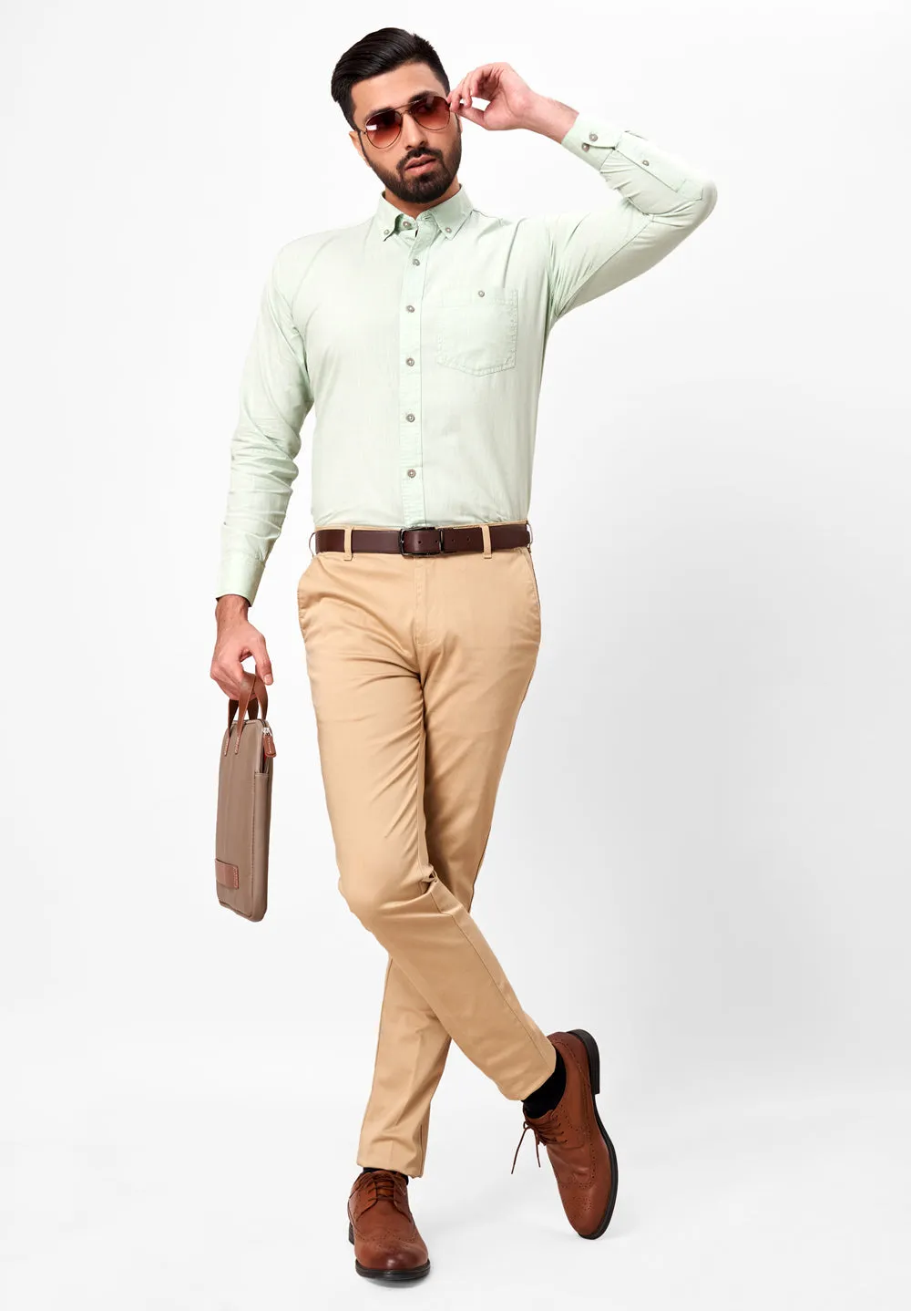 Pure Cotton Semi Formal-Smart Fit Shirt - 42424