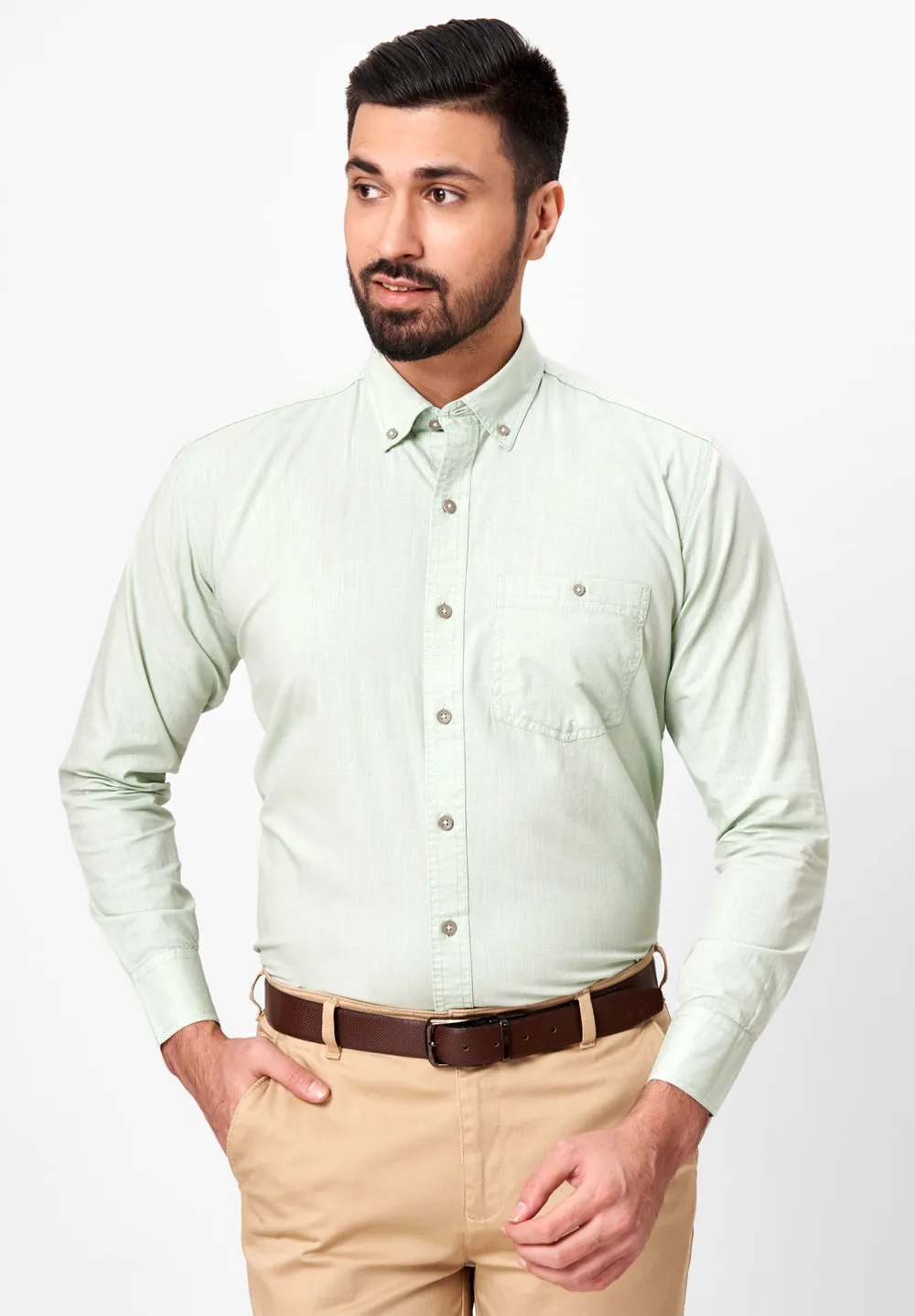 Pure Cotton Semi Formal-Smart Fit Shirt - 42424