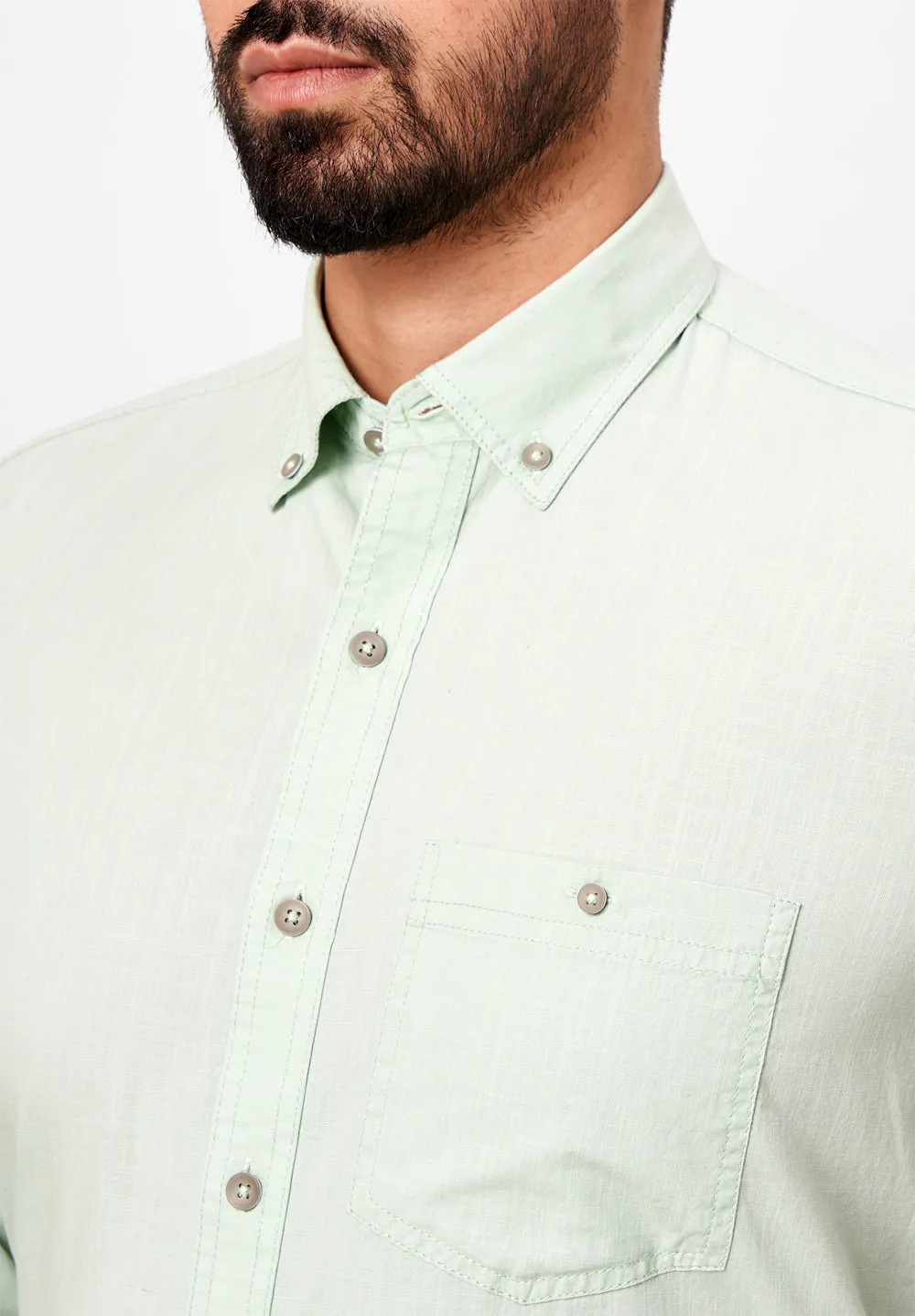 Pure Cotton Semi Formal-Smart Fit Shirt - 42424