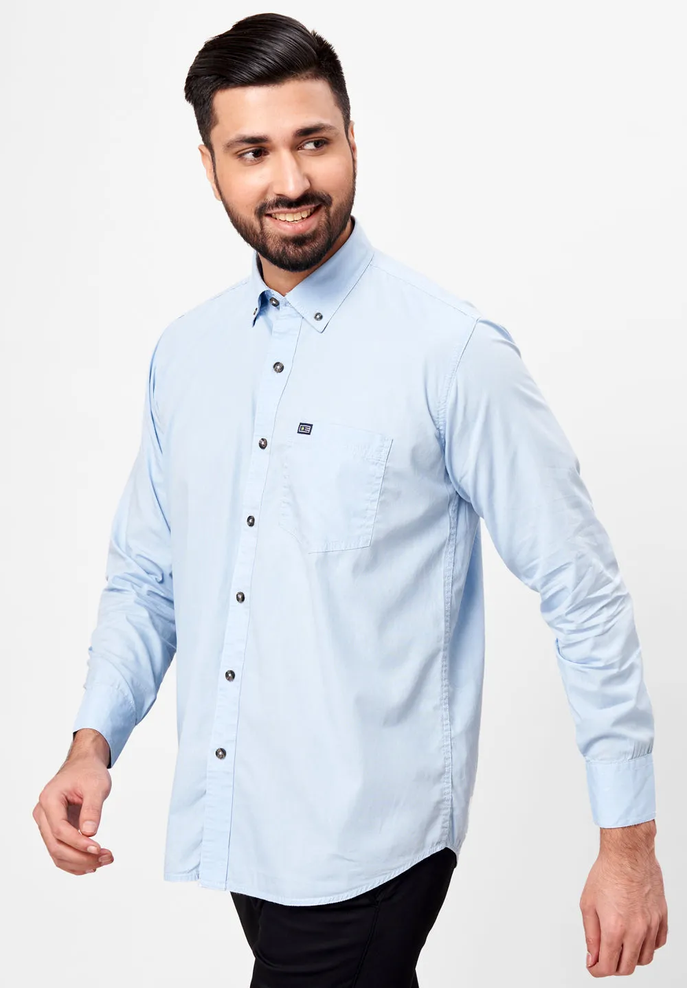Pure Cotton Semi Formal-Smart Fit Shirt - 42427