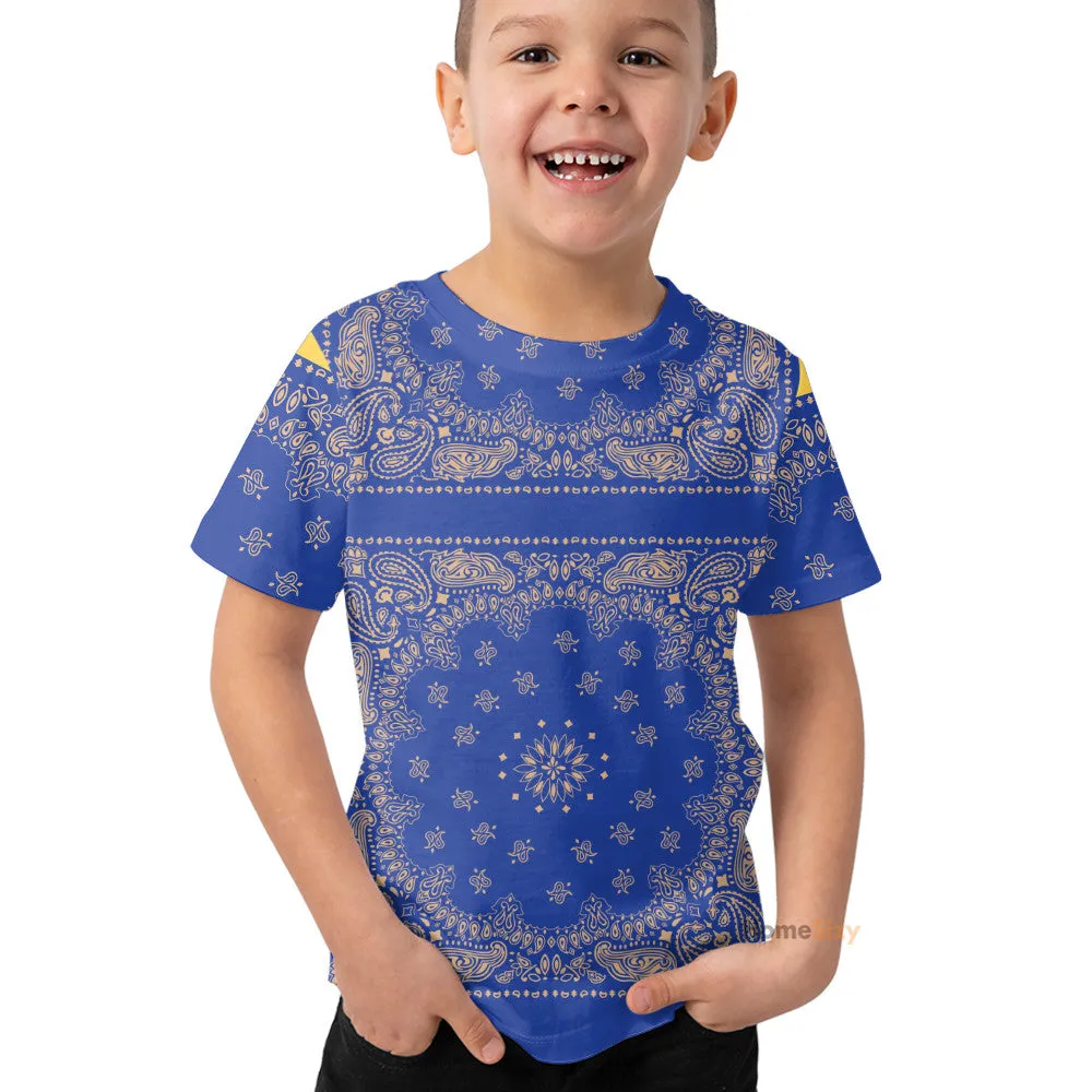QT204319 3D Royal Blue Bandana Snoop Custom Kid Tshirt