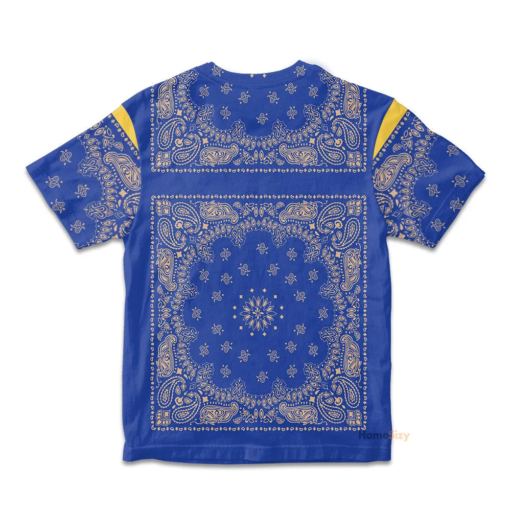 QT204319 3D Royal Blue Bandana Snoop Custom Kid Tshirt