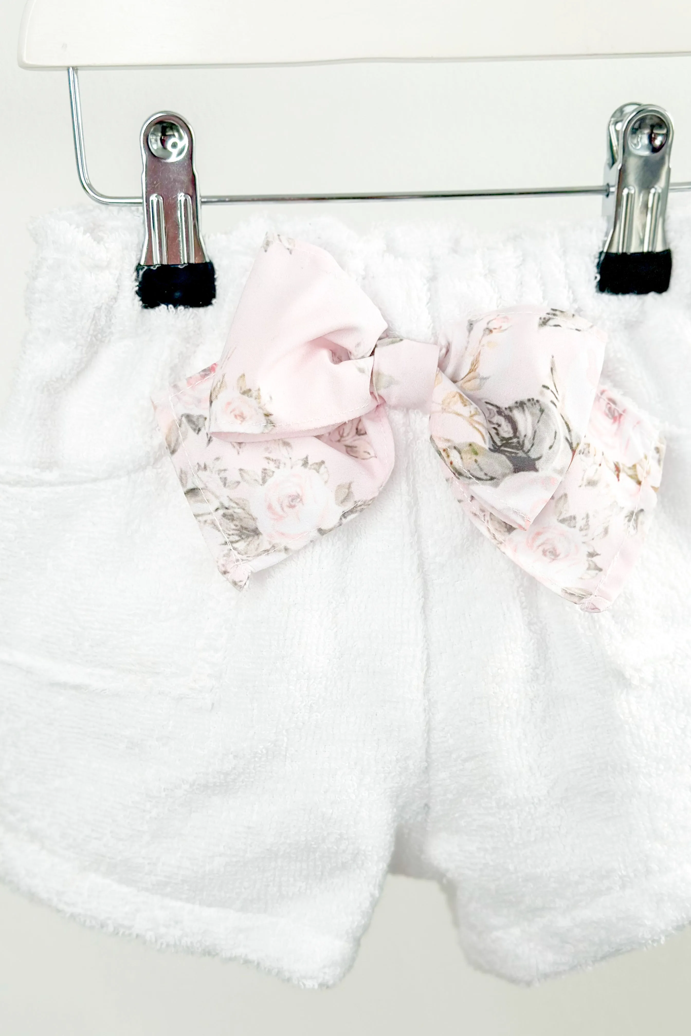 "Blossom" Pink Floral Bow Towelling Shorts