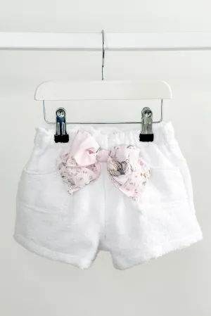 "Blossom" Pink Floral Bow Towelling Shorts