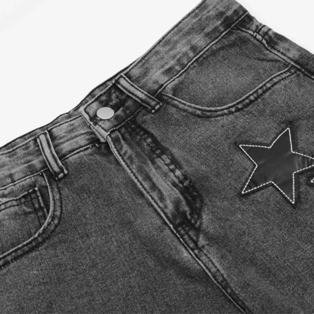 "Vintage Street Star Patchwork Straight" Jeans