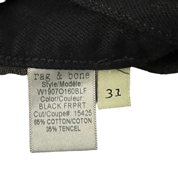 RAG &amp; Bone Black Cut Off Raw Hem Jean Shorts Size 31