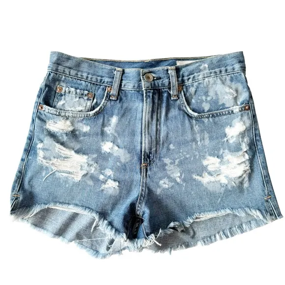 Rag &amp; Bone Justine High Waist Destroyed Denim Shorts | 26