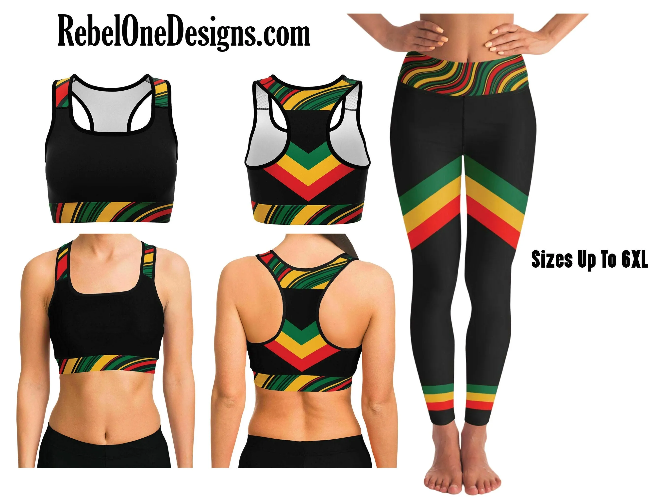 Rasta High Waisted Yoga Leggings and Sports Bra Set