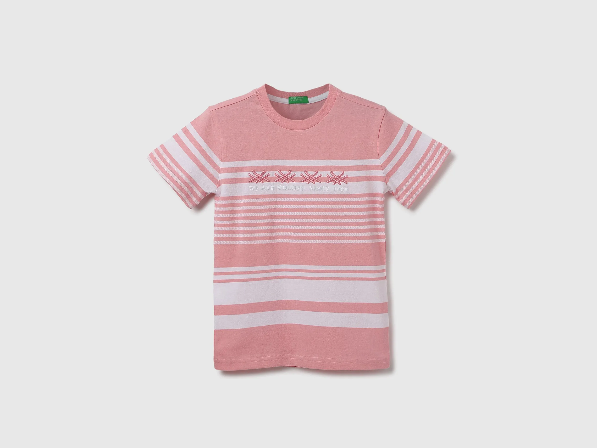 Regular Fit Round Neck Striped & Logo T-Shirt