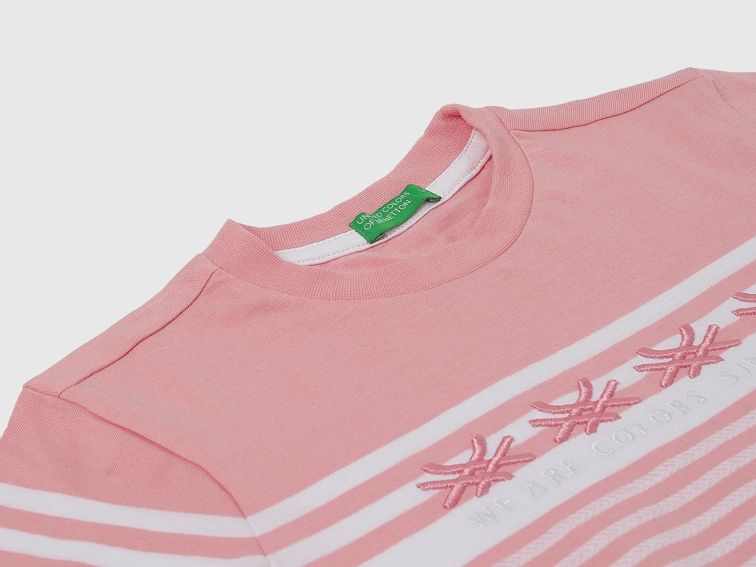 Regular Fit Round Neck Striped & Logo T-Shirt