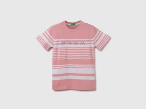 Regular Fit Round Neck Striped & Logo T-Shirt
