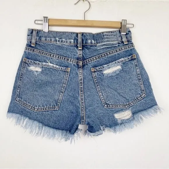 REVICE high waisted shorts Malibu cut off Distressed frayed hem 25