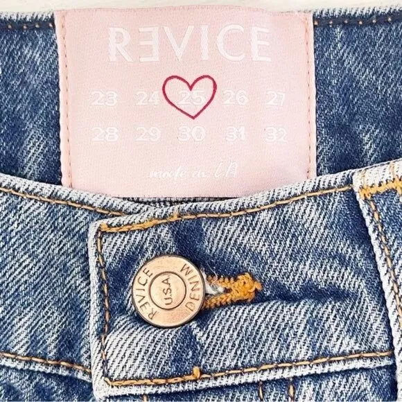 REVICE high waisted shorts Malibu cut off Distressed frayed hem 25