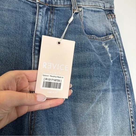 Revice Uptown Jeans Roatrip Wash Distressed Slim Leg High Rise Size 31 Women’s