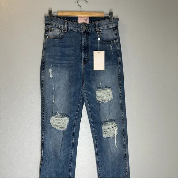 Revice Uptown Jeans Roatrip Wash Distressed Slim Leg High Rise Size 31 Women’s